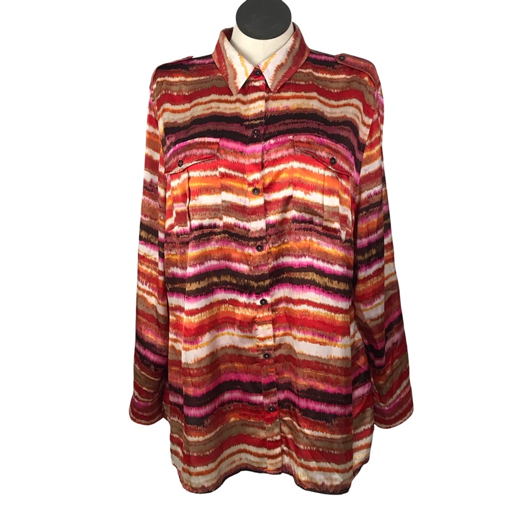 Jones New York Button Up Shirt Women’s Size 3X Multicolor Long Sleeve’s